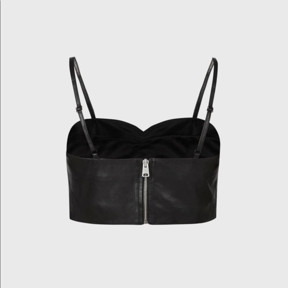 ALL SAINTS Orla Leather Crop Top (12) - Picture 2 of 10